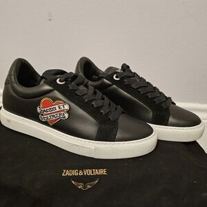 Zadig and Voltaire Heart Patch Low-top Sneakers Size 38